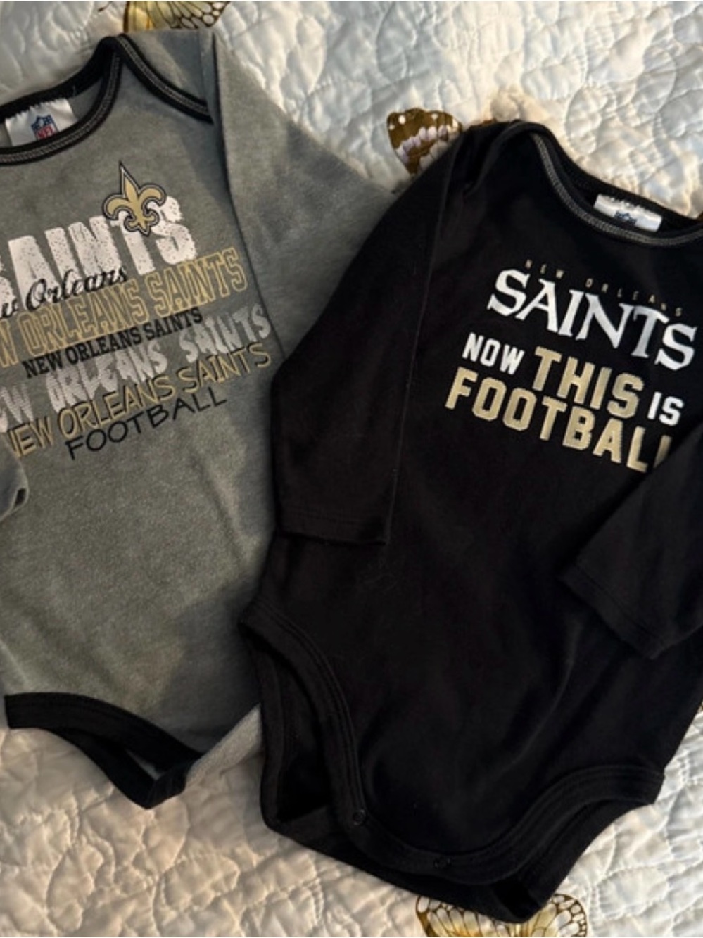 NFL New Orleans Saints Baby Bodysuit Set - Black and Gray
